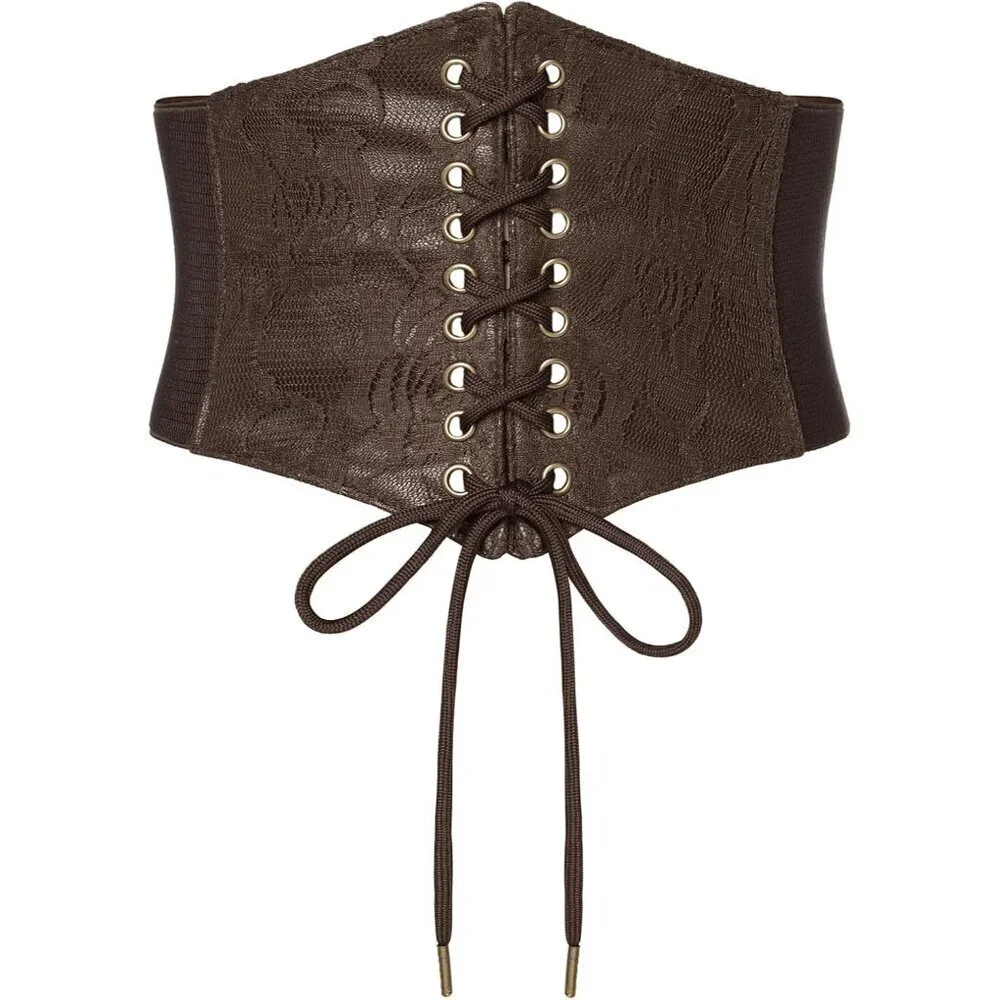 Women Lace-up Waspie Corset Belt Renaissance Medieval Costume Accessory